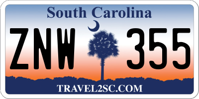 SC license plate ZNW355