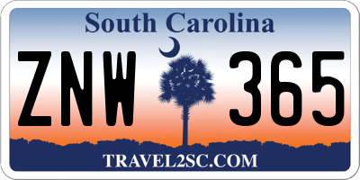 SC license plate ZNW365