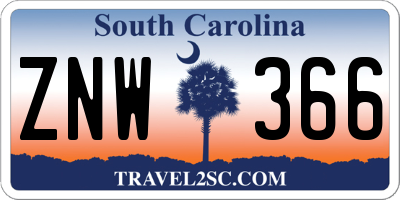SC license plate ZNW366