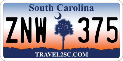 SC license plate ZNW375