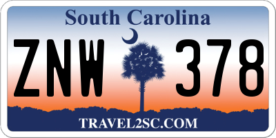 SC license plate ZNW378