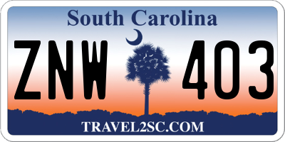 SC license plate ZNW403