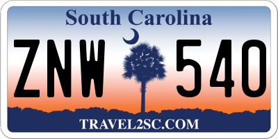 SC license plate ZNW540
