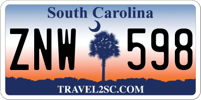 SC license plate ZNW598