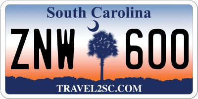 SC license plate ZNW600
