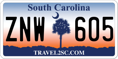 SC license plate ZNW605