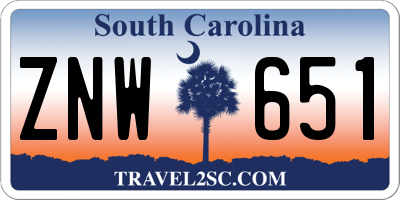 SC license plate ZNW651