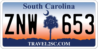 SC license plate ZNW653