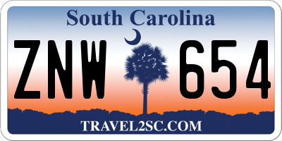 SC license plate ZNW654