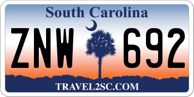 SC license plate ZNW692
