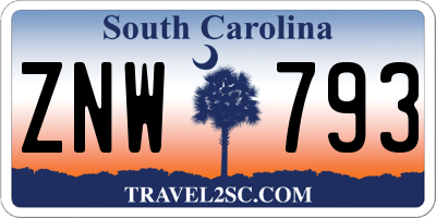 SC license plate ZNW793