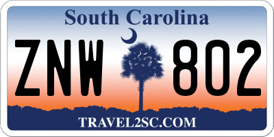 SC license plate ZNW802