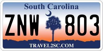 SC license plate ZNW803