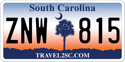 SC license plate ZNW815