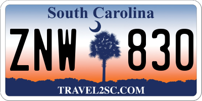 SC license plate ZNW830