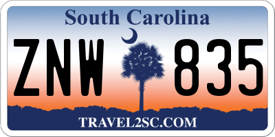 SC license plate ZNW835