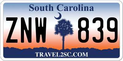 SC license plate ZNW839