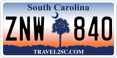 SC license plate ZNW840