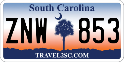 SC license plate ZNW853
