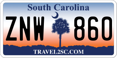 SC license plate ZNW860