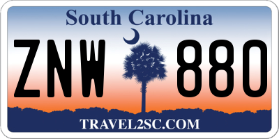 SC license plate ZNW880