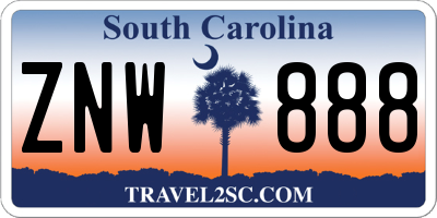 SC license plate ZNW888