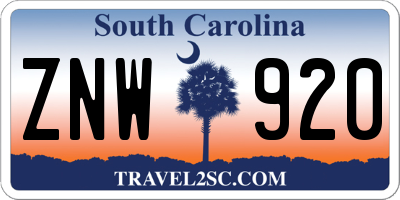 SC license plate ZNW920