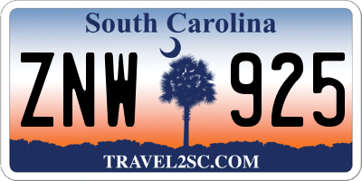 SC license plate ZNW925