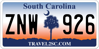 SC license plate ZNW926