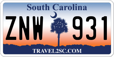 SC license plate ZNW931