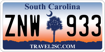 SC license plate ZNW933