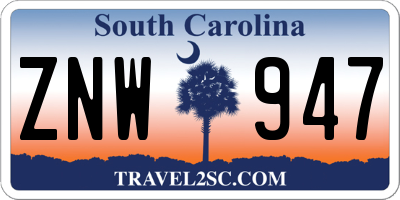 SC license plate ZNW947