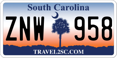 SC license plate ZNW958