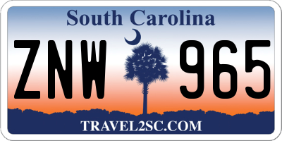 SC license plate ZNW965