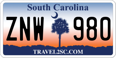 SC license plate ZNW980