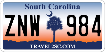 SC license plate ZNW984