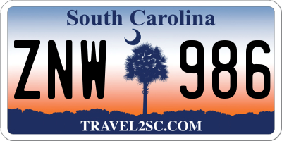 SC license plate ZNW986