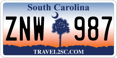 SC license plate ZNW987