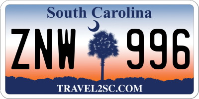 SC license plate ZNW996