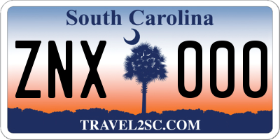 SC license plate ZNX000