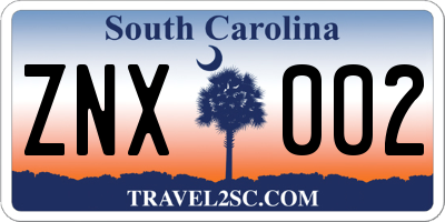 SC license plate ZNX002