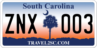 SC license plate ZNX003