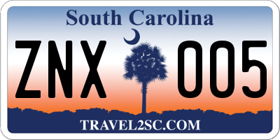 SC license plate ZNX005