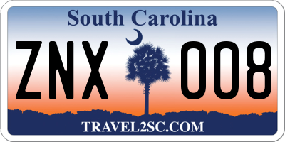 SC license plate ZNX008
