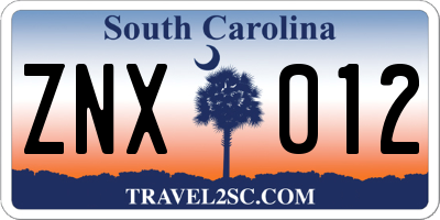 SC license plate ZNX012