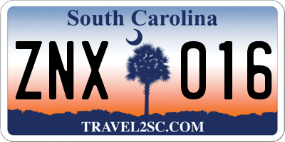 SC license plate ZNX016