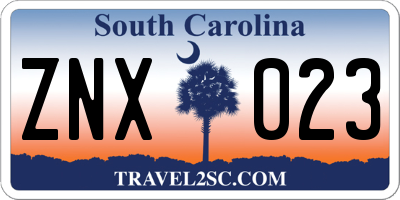 SC license plate ZNX023