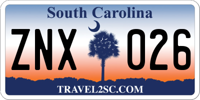 SC license plate ZNX026