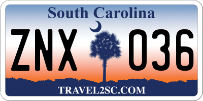 SC license plate ZNX036