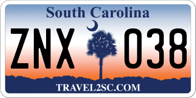 SC license plate ZNX038